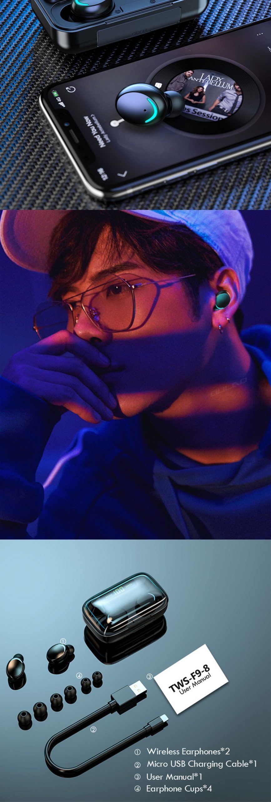 Auriculares bluetooth inalambricos a prueba de agua de moda