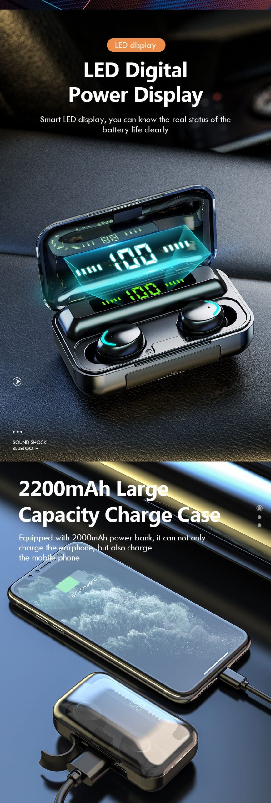 Auriculares bluetooth inalambricos a prueba de agua de moda