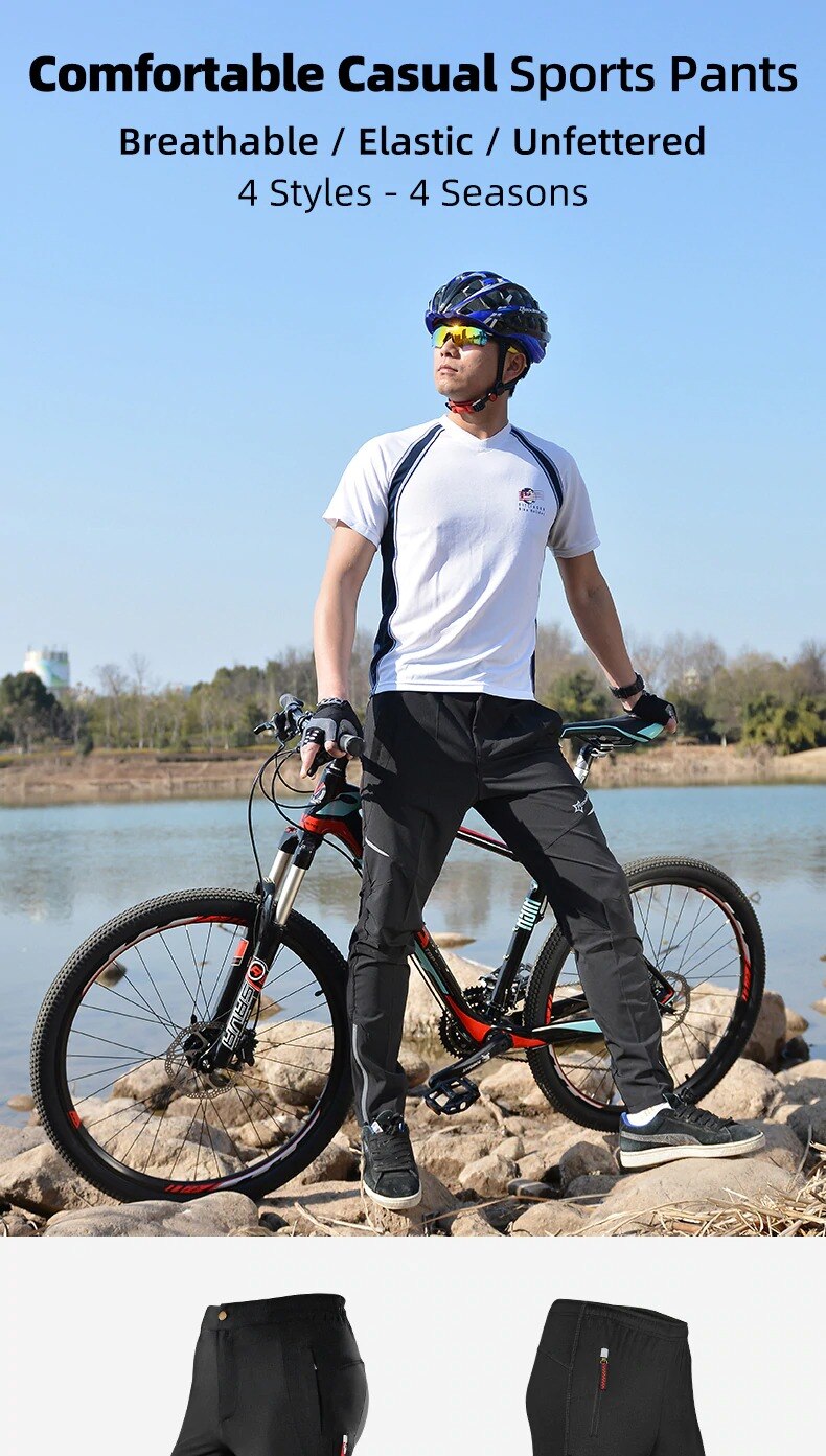 ROCKBROS-pantalones de ciclismo para hombre, pantalón táctico de alta elasticidad, para verano