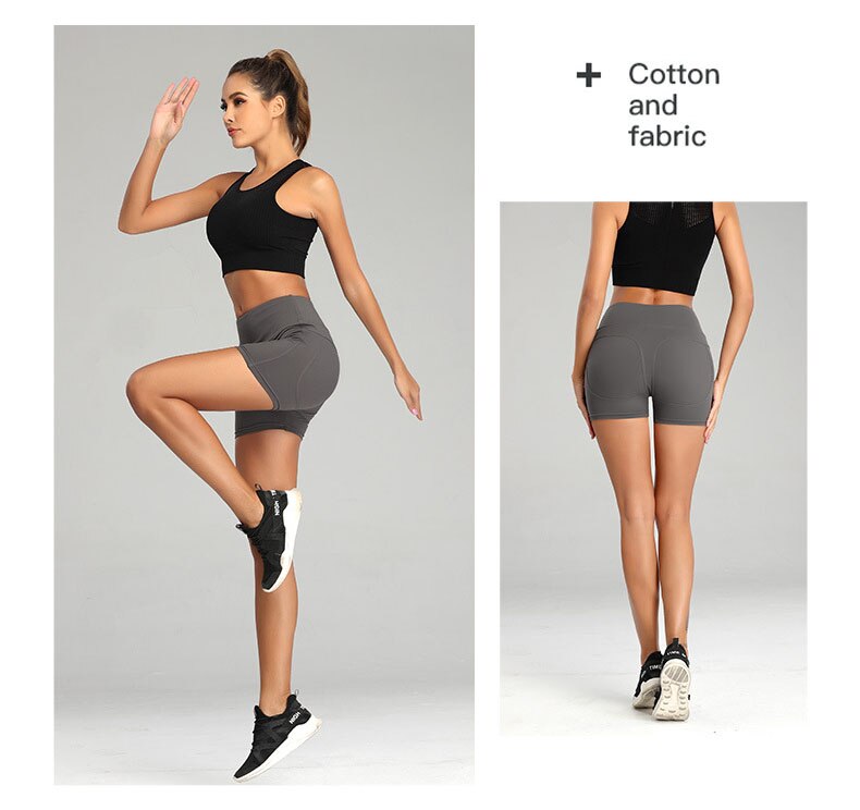 Pantalones cortos de gimnasio para mujer, medias realzadoras de cintura alta, leggings y pantalones cortos con bolsillo para guardar el teléfono, ciclismo, trotar, correr, fitness, yoga Pantalones cortos de gimnasio para mujer, medias realzadoras de cintura alta, leggings y pantalones cortos con bolsillo para guardar el teléfono, ciclismo, trotar, correr, fitness, yoga