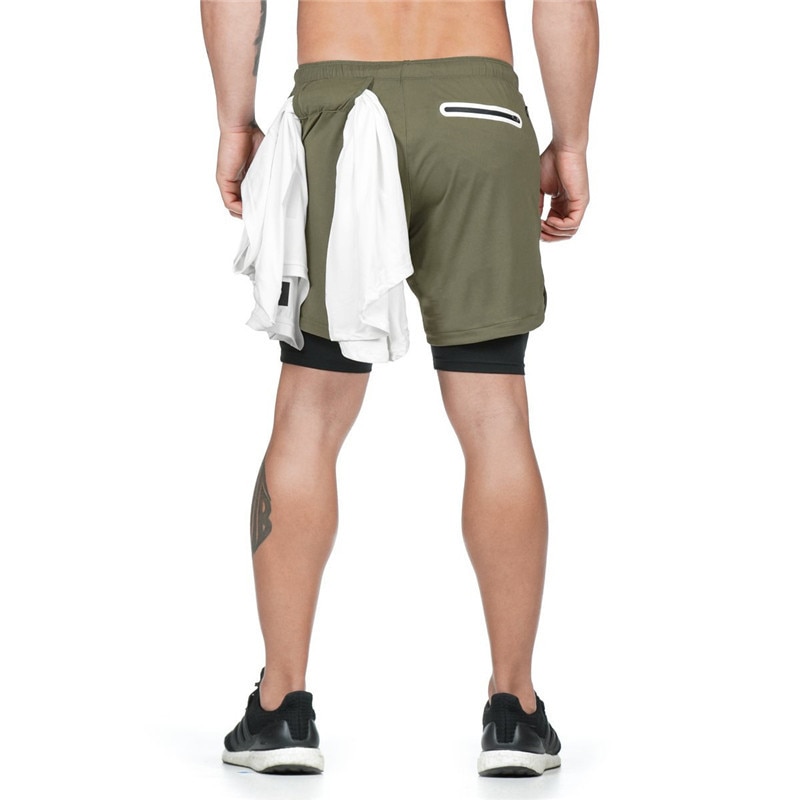 Pantalones cortos deportivos 2 en 1 para hombre, secado rápido, doble cubierta, y trotar para gimnasio, novedad de 2020