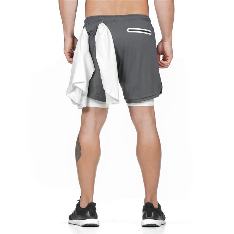 Pantalones cortos deportivos 2 en 1 para hombre, secado rápido, doble cubierta, y trotar para gimnasio, novedad de 2020