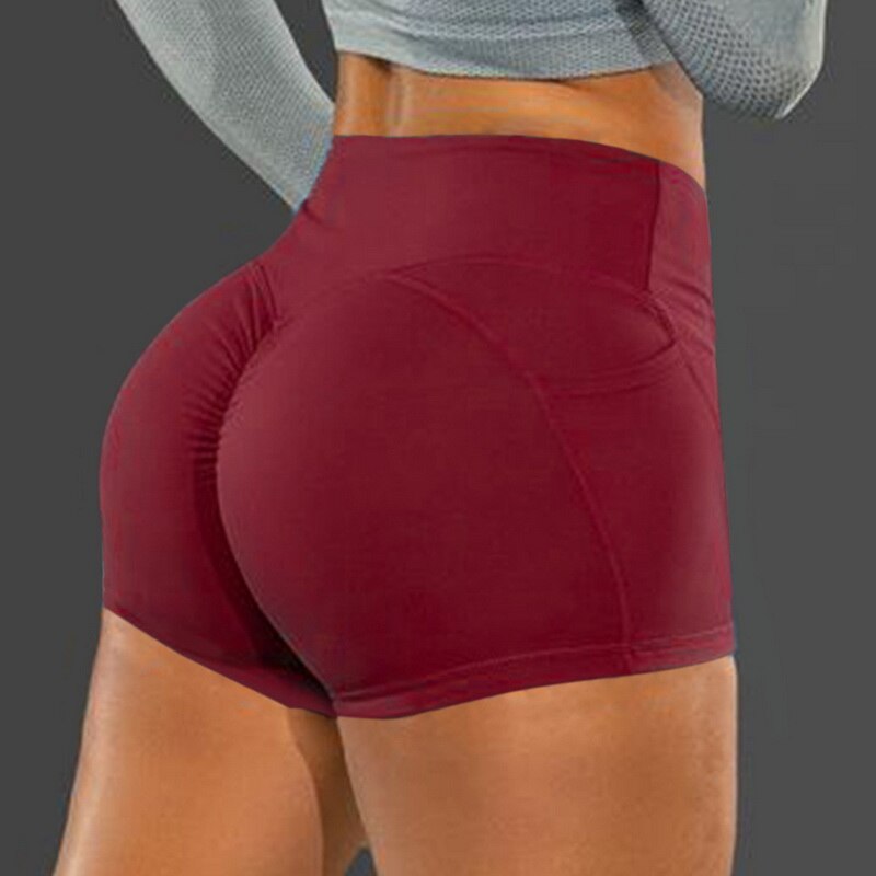 Pantalón corto deportivo para Yoga para mujer, Leggings elásticos de cintura alta de encaje perfecto, mallas de entrenamiento de realce para correr, pantalones cortos de entrenamiento de Fitness