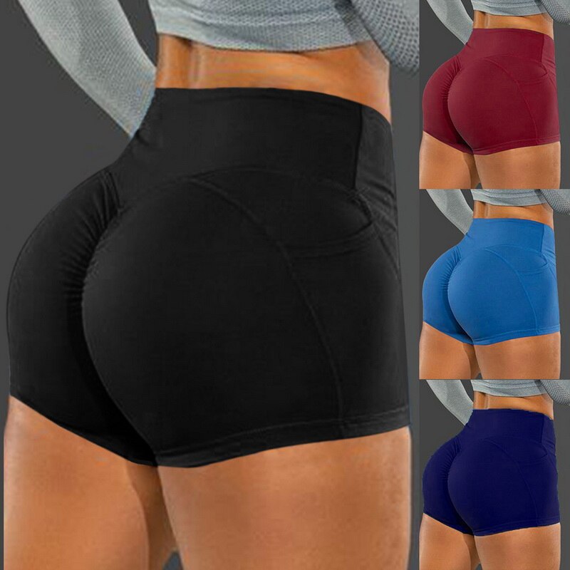 Pantalón corto deportivo para Yoga para mujer, Leggings elásticos de cintura alta de encaje perfecto, mallas de entrenamiento de realce para correr, pantalones cortos de entrenamiento de Fitness