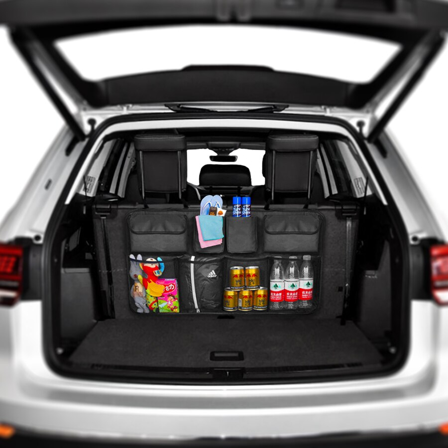 Organizador de maletero para coche, bolsa de almacenamiento de alta capacidad para la parte trasera del automóvil, ajustable, con organizadores de tela Oxford, universal, multiusos Organizador de maletero para coche, bolsa de almacenamiento de alta capacidad para la parte trasera del automóvil, ajustable, con organizadores de tela Oxford, universal, multiusos