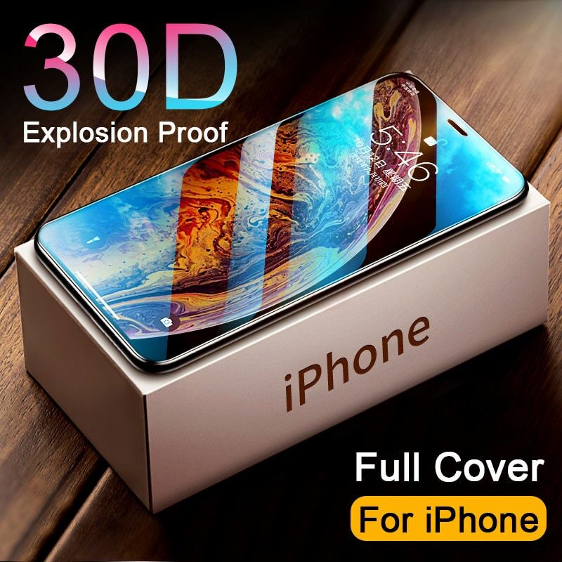 Protector de pantalla de vidrio templado 30D para iphone, 11, 12 PRO, MAX, 11, 12, X, XR, XS, MAX