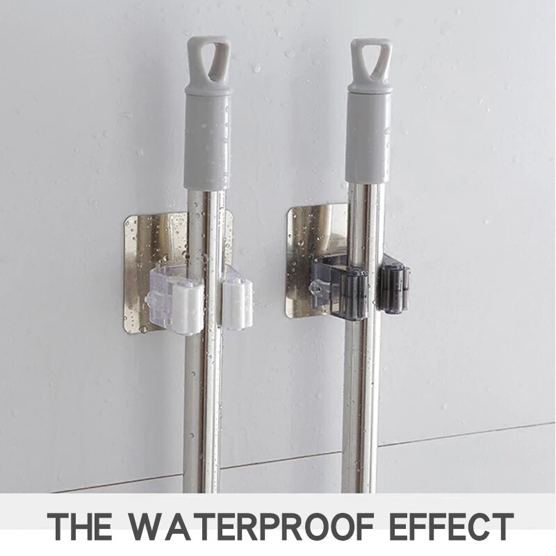 Ganchos Multiusos Adhesivos y Resistentes de Pared, Soporte Organizador para Fregona y Escoba, Sujetador de Accesorios para Cocina y Baño Ganchos Multiusos Adhesivos y Resistentes de Pared, Soporte Organizador para Fregona y Escoba, Sujetador de Accesorios para Cocina y Baño