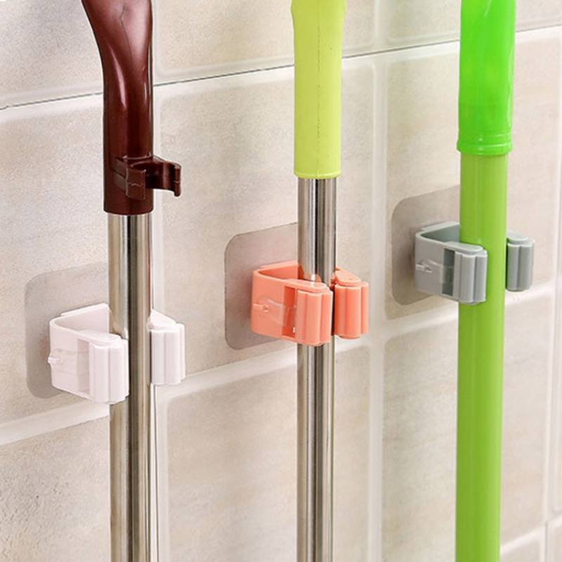 Ganchos Multiusos Adhesivos y Resistentes de Pared, Soporte Organizador para Fregona y Escoba, Sujetador de Accesorios para Cocina y Baño Ganchos Multiusos Adhesivos y Resistentes de Pared, Soporte Organizador para Fregona y Escoba, Sujetador de Accesorios para Cocina y Baño