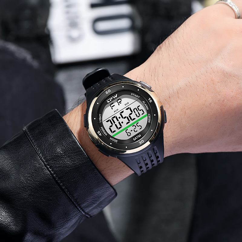 Reloj deportivo con pantalla Digital Canlendar Week, resistente al agua hasta 5atm Reloj deportivo con pantalla Digital Canlendar Week, resistente al agua hasta 5atm