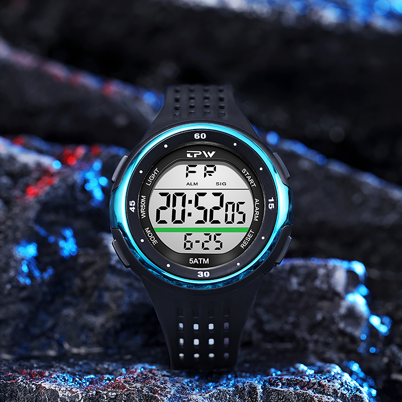 Reloj deportivo con pantalla Digital Canlendar Week, resistente al agua hasta 5atm Reloj deportivo con pantalla Digital Canlendar Week, resistente al agua hasta 5atm
