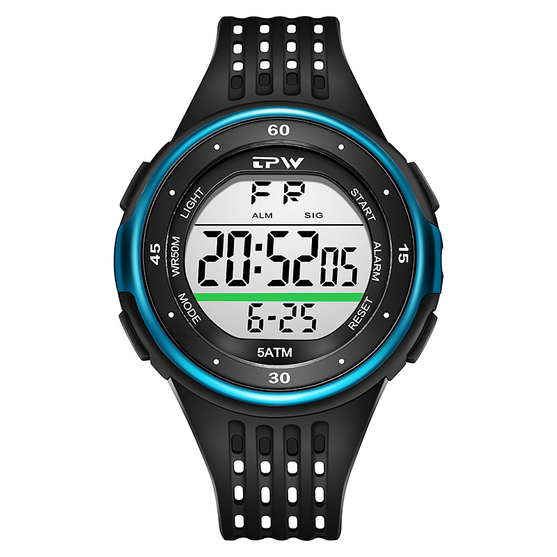 Reloj deportivo con pantalla Digital Canlendar Week, resistente al agua hasta 5atm Reloj deportivo con pantalla Digital Canlendar Week, resistente al agua hasta 5atm