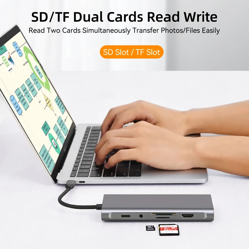 Estación de acoplamiento multifunción para MacBook Air, Lenovo y Xiaomi, concentrador USB 3,0 11 en 1 Tipo C a 4K, compatible con HDMI Estación de acoplamiento multifunción para MacBook Air, Lenovo y Xiaomi, concentrador USB 3,0 11 en 1 Tipo C a 4K, compatible con HDMI