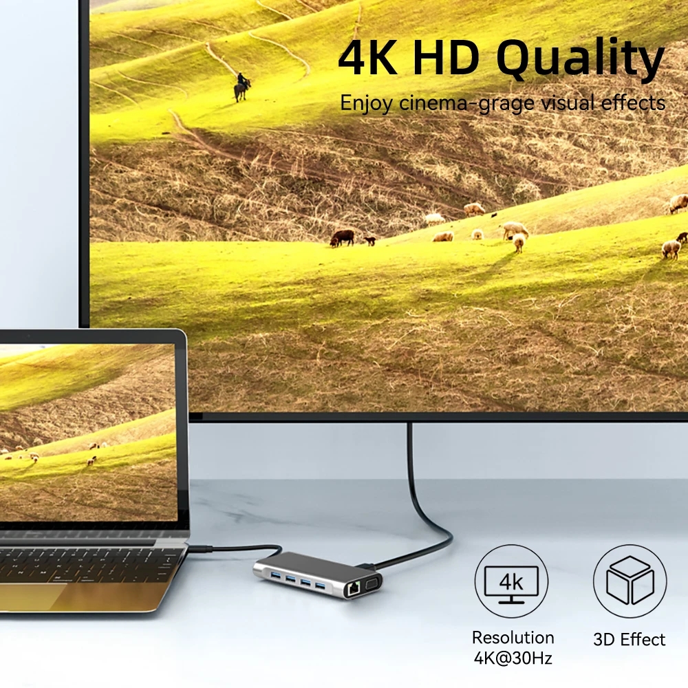 Estación de acoplamiento multifunción para MacBook Air, Lenovo y Xiaomi, concentrador USB 3,0 11 en 1 Tipo C a 4K, compatible con HDMI Estación de acoplamiento multifunción para MacBook Air, Lenovo y Xiaomi, concentrador USB 3,0 11 en 1 Tipo C a 4K, compatible con HDMI